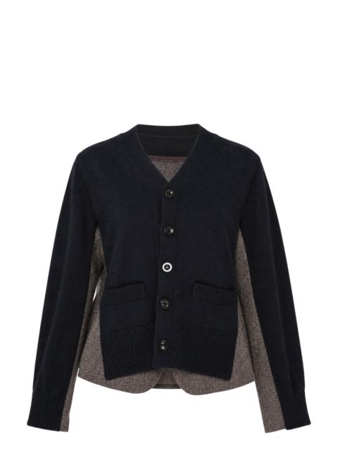 sacai Double-Faced Herringbone Cardigan