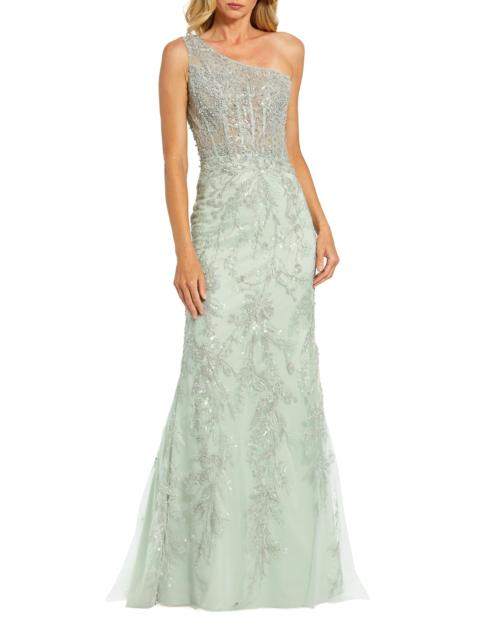 MAC DUGGAL Women's Embellished One-Shoulder Gown - Sage