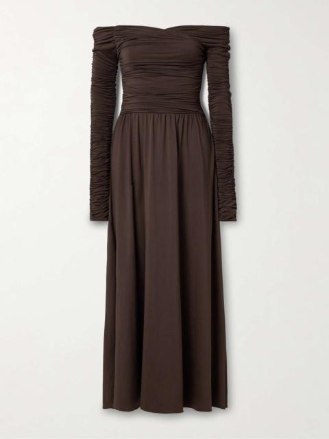 Altuzarra Charlotte off-the-shoulder ruched stretch recycled-jersey maxi dress