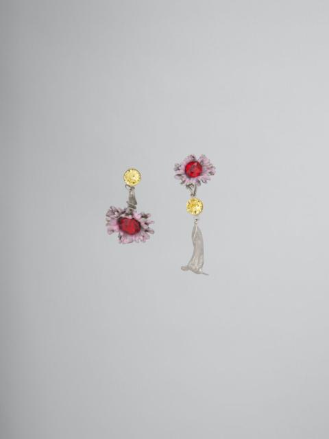 Marni ENAMELED METAL AND STONES FLOWER POP EARRINGS