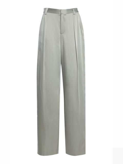 LAPOINTE Pleated Satin Relaxed Pants blue
