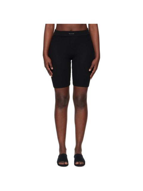 ESSENTIALS Black Holiday Waffle Biker Shorts