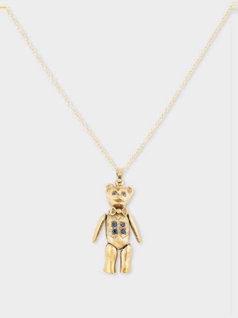 Paul Smith 'Articulated Blue Sapphire & Topaz Bear' Vintage Gold Necklace by Baroque Rocks