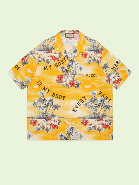 GUCCI Printed cotton poplin bowling shirt