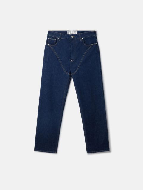 Stella McCartney Platinum Dream Embroidered Mid-Rise Straight-Leg Denim Jeans