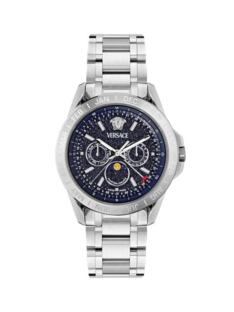 VERSACE Men's V-Galaxy Moonphase Stainless Steel Watch/43MM - Stainless Steel Blue