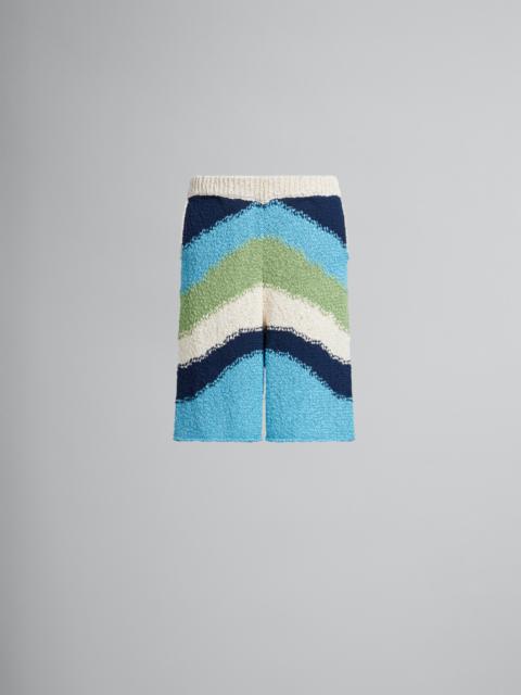 Marni BLUE SHORTS IN COTTON WITH INLAYS