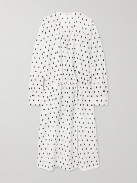 Tibi Polka-dot Crinkled-gauze Wrap Dress