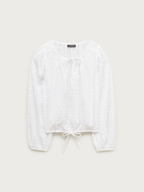 J.CREW Drawstring-waist top in featherweight voile dot print