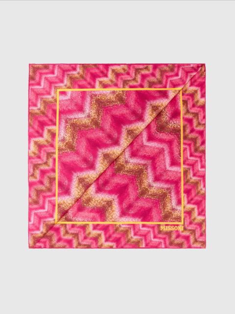 Missoni 100% silk scarf with zigzag print and logo