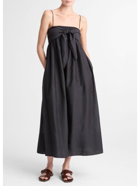 Vince Cotton-Silk Tie Smocked Dress