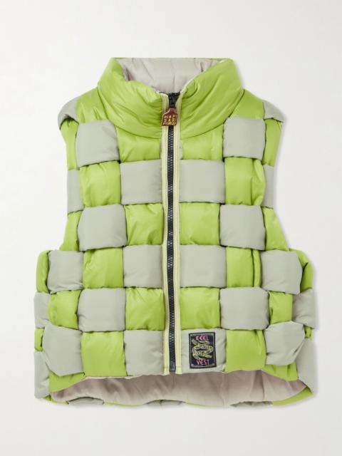 Kapital Cropped Reversible Quilted Padded Shell Gilet Green