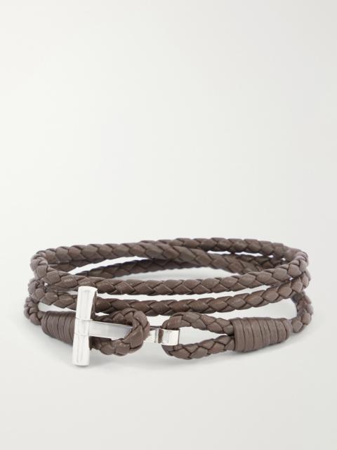 TOM FORD Woven Leather and Silver-Tone Wrap Bracelet