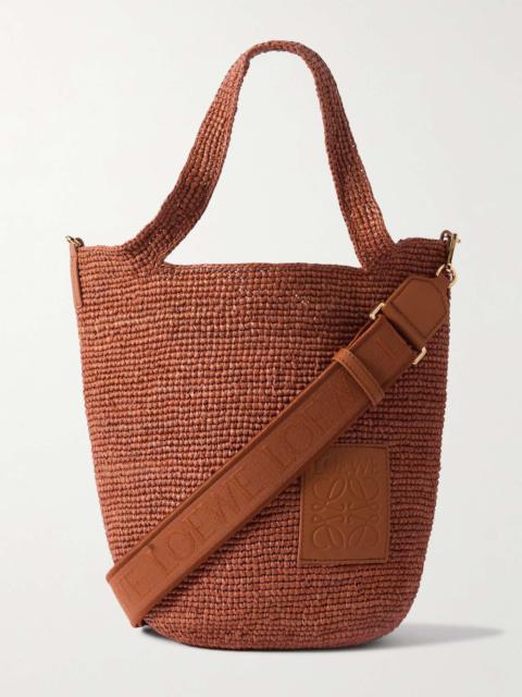 Loewe + Paula’s Ibiza Mini Logo-Debossed Leather-Trimmed Raffia Tote Bag