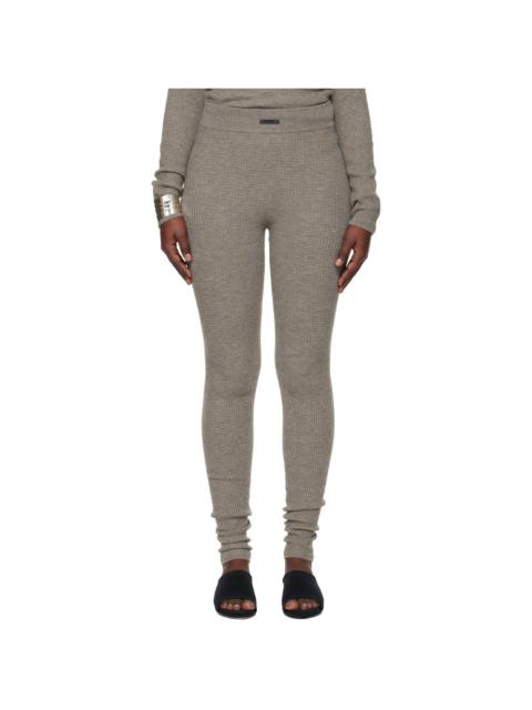 ESSENTIALS Brown Holiday Waffle Leggings
