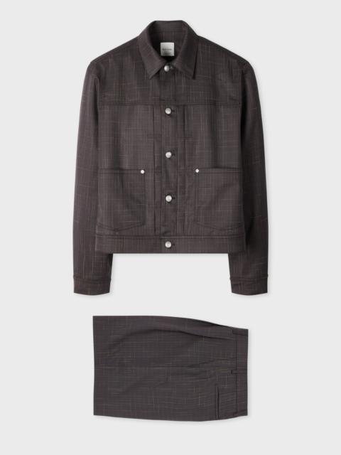 Paul Smith Aubergine Wool Check Pleated Trucker Jacket and Shorts Co-ord