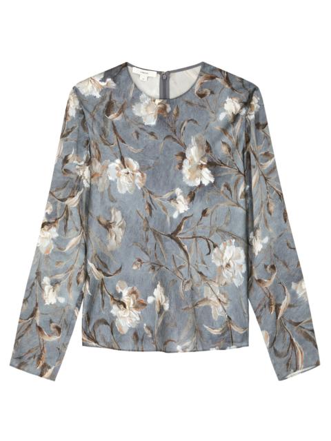 Floral-print satin blouse