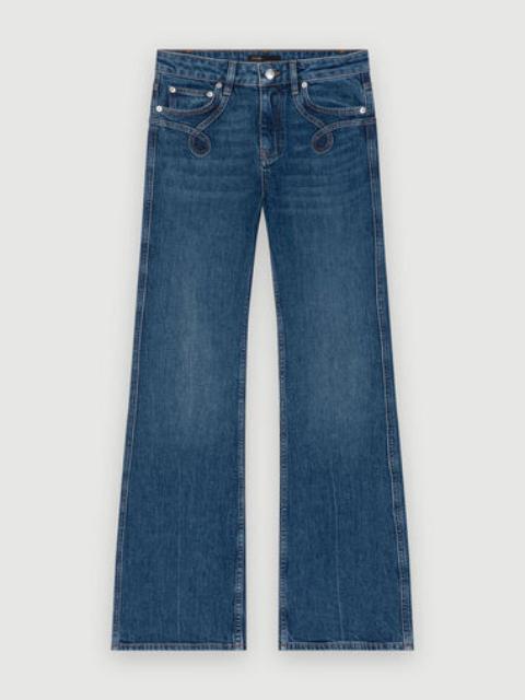 maje Embroidered flared jeans