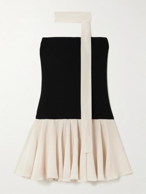 ESSE Studios Illi Scarf-detailed Strapless Stretch-knit And Silk Crepe De Chine Mini Dress