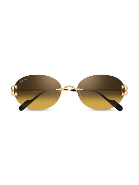 Cartier Men's C Décor 55MM 24K-Gold-Plated Metal Rimless Oval Sunglasses - Gold Yellow