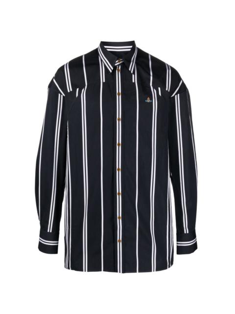 Orb-logo stripe-print shirt