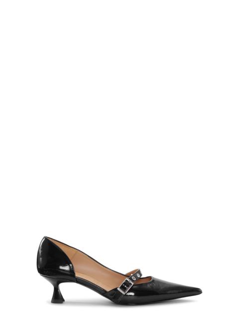 GANNI BLACK FEMININE BUCKLE KITTEN HEEL PUMPS