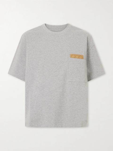 Bottega Veneta Leather-trimmed Cotton-jersey T-shirt