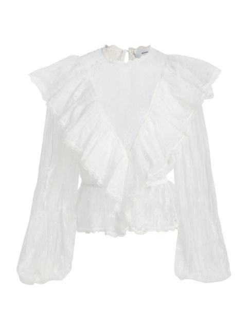 RONNY KOBO Women's Talia Ruffled Sheer Lace Blouse - Ivory