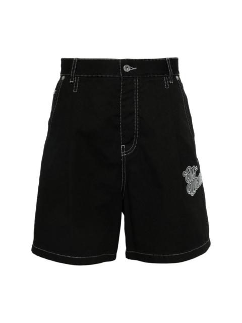 embroidered-logo denim shorts