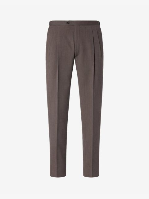 CORNELIANI Dark brown 2-pleat pure wool cover trousers