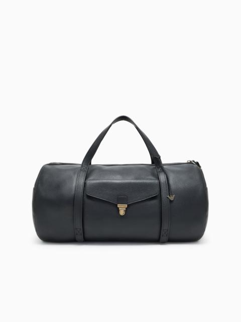EMPORIO ARMANI ASV ICON PEBBLED LEATHER DUFFEL BAG