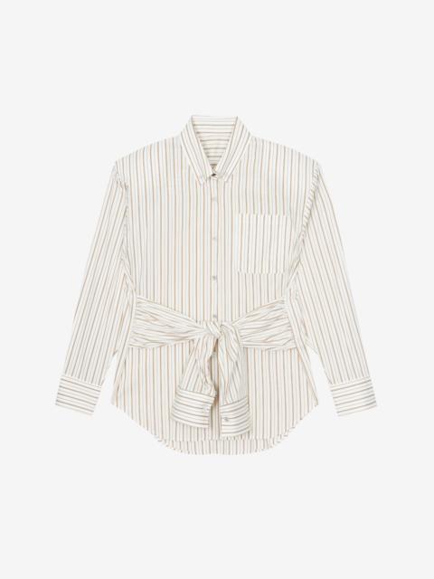 The Frankie Shop Heaton Double-Sleeve Padded Shirt - White/Brown Stripe