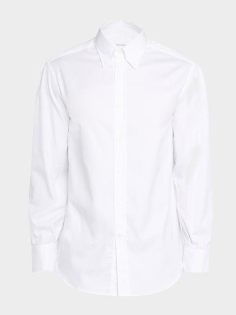 Brunello Cucinelli Men's Piece Dyed Cotton Twill Shirt