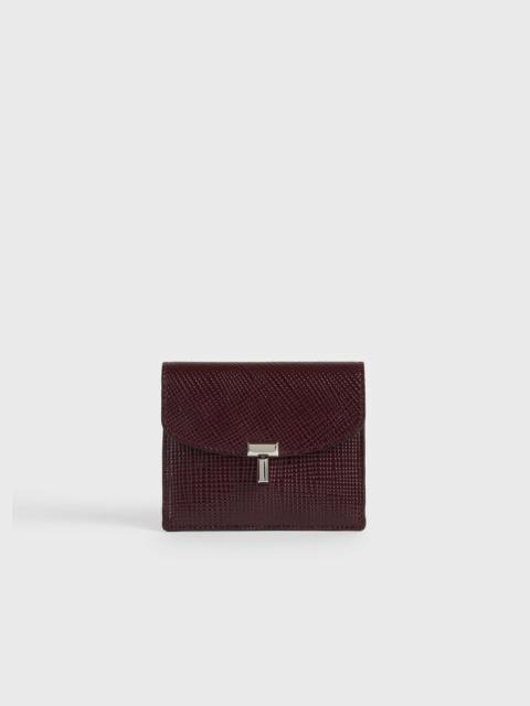 TOTEME T-lock palmellato-patent cardholder cherry