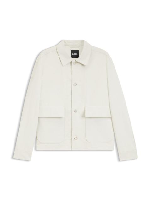 BOSS RELAXED-FIT JACKET IN COTTON AND LINEN