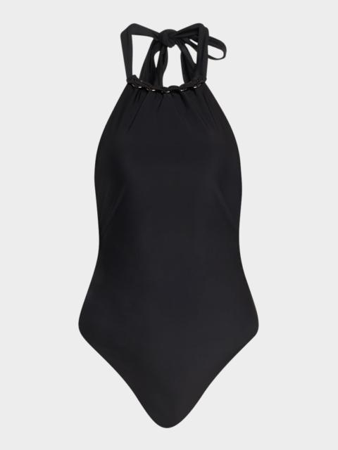 RAMY BROOK Jasmyne Ring Halter One-Piece Swimsuit