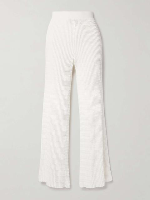 Ribbed cotton wide-leg pants