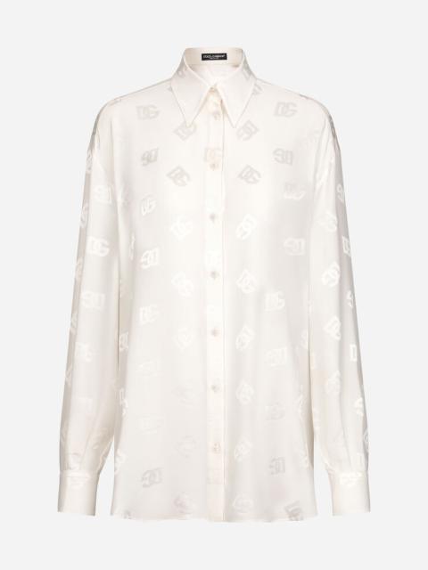 Silk shirt with jacquard DG logo