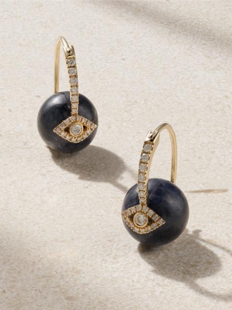 SYDNEY EVAN Evil Eye 14-karat gold, sapphire and diamond earrings Black