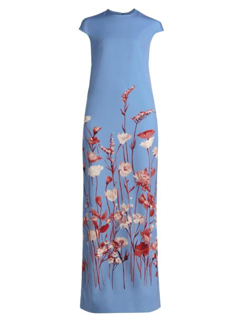 LELA ROSE Women's Augusta Floral Crepe A-Line Gown - Cornflower Multi
