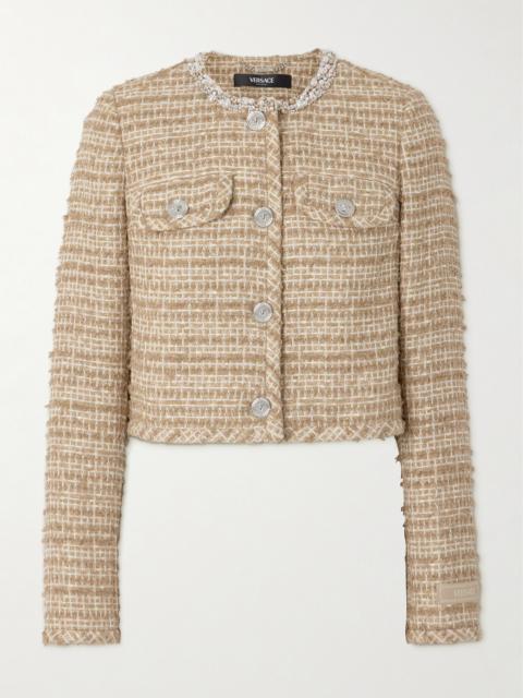 VERSACE Embellished Cotton-blend Tweed Jacket