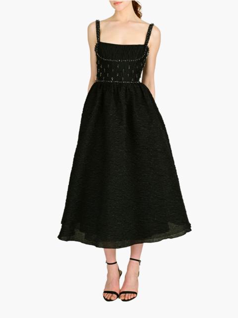 Marchesa SLEEVELESS CLOQUE MIDI GOWN