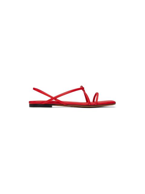 Red Square Flat Strappy Sandals