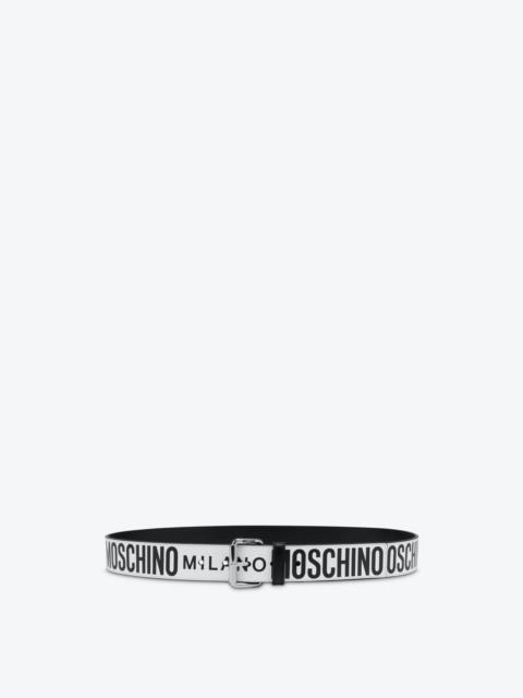 Moschino LEATHER BELT WITH ALL OVER LOGO