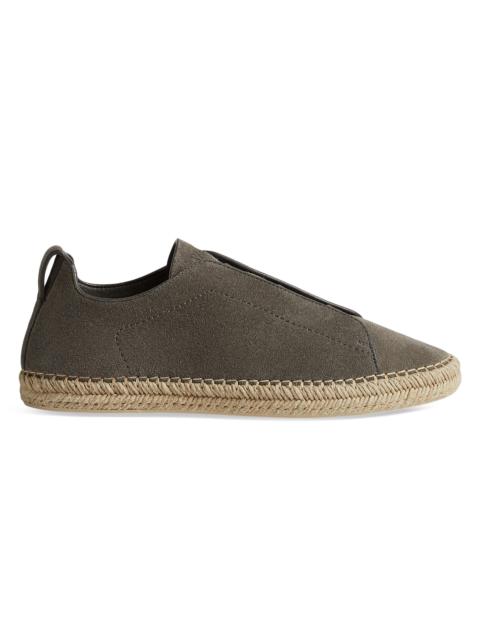 ZEGNA Men's Suede Triple Stitch Espadrilles Sneakers - Grey