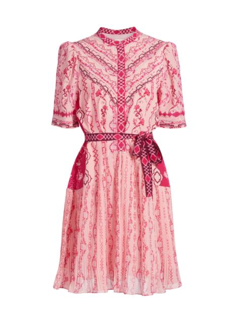SALONI Women's Ally Floral Silk Tie-Waist Minidress - Mandevilla Border