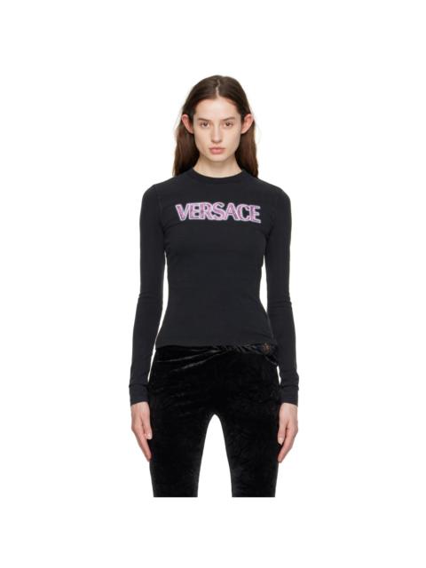 VERSACE Black Printed Long-Sleeve T-Shirt