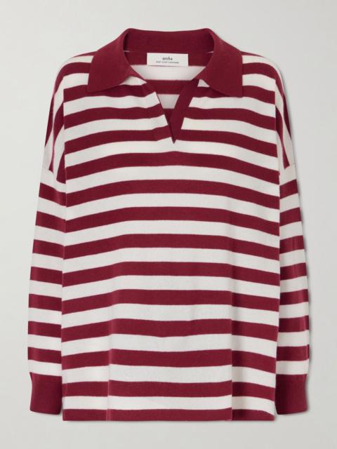 arch4 Victoria striped cashmere polo shirt Burgundy