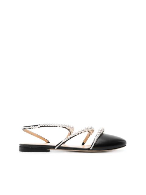 pearl-embellished leather ballerina shoes