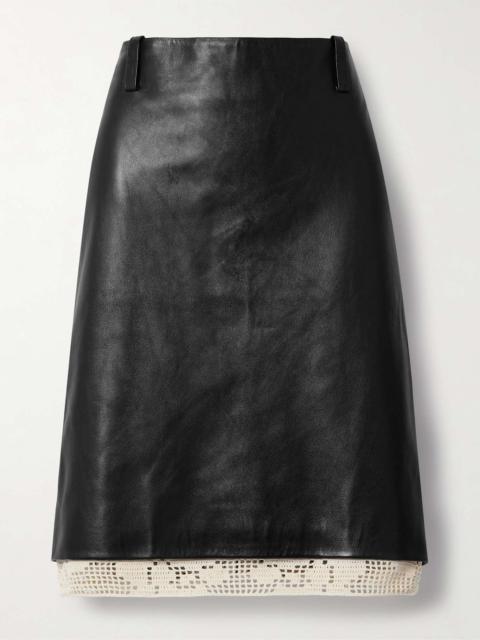 MAGDA BUTRYM Crochet-trimmed leather midi skirt